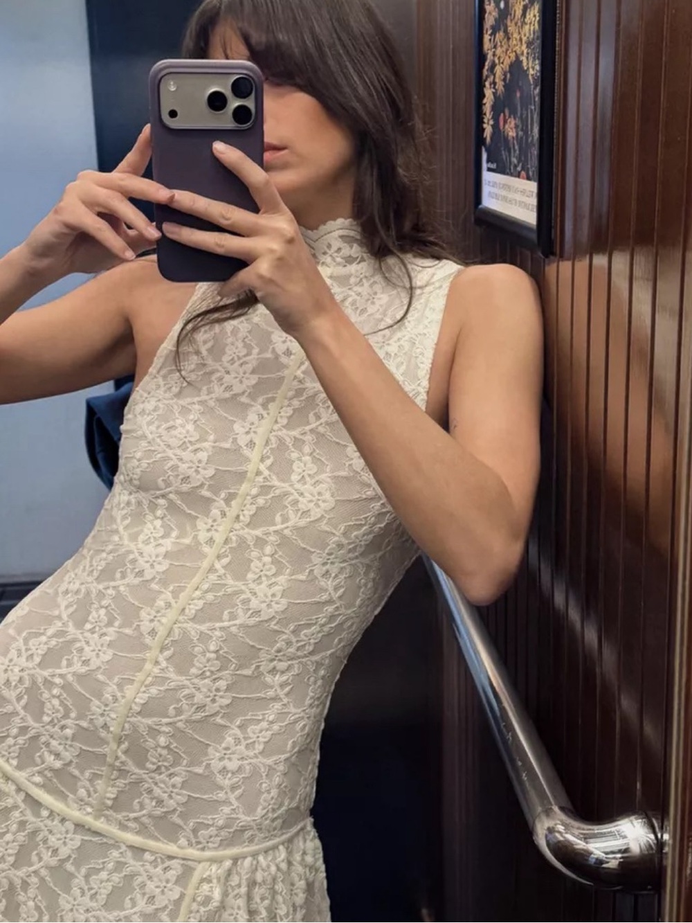 Zara Cream Lace Strapless Drop-Waist Dress